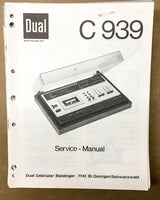 Dual C 939 C939 Cassette Service Manual *Original* #2