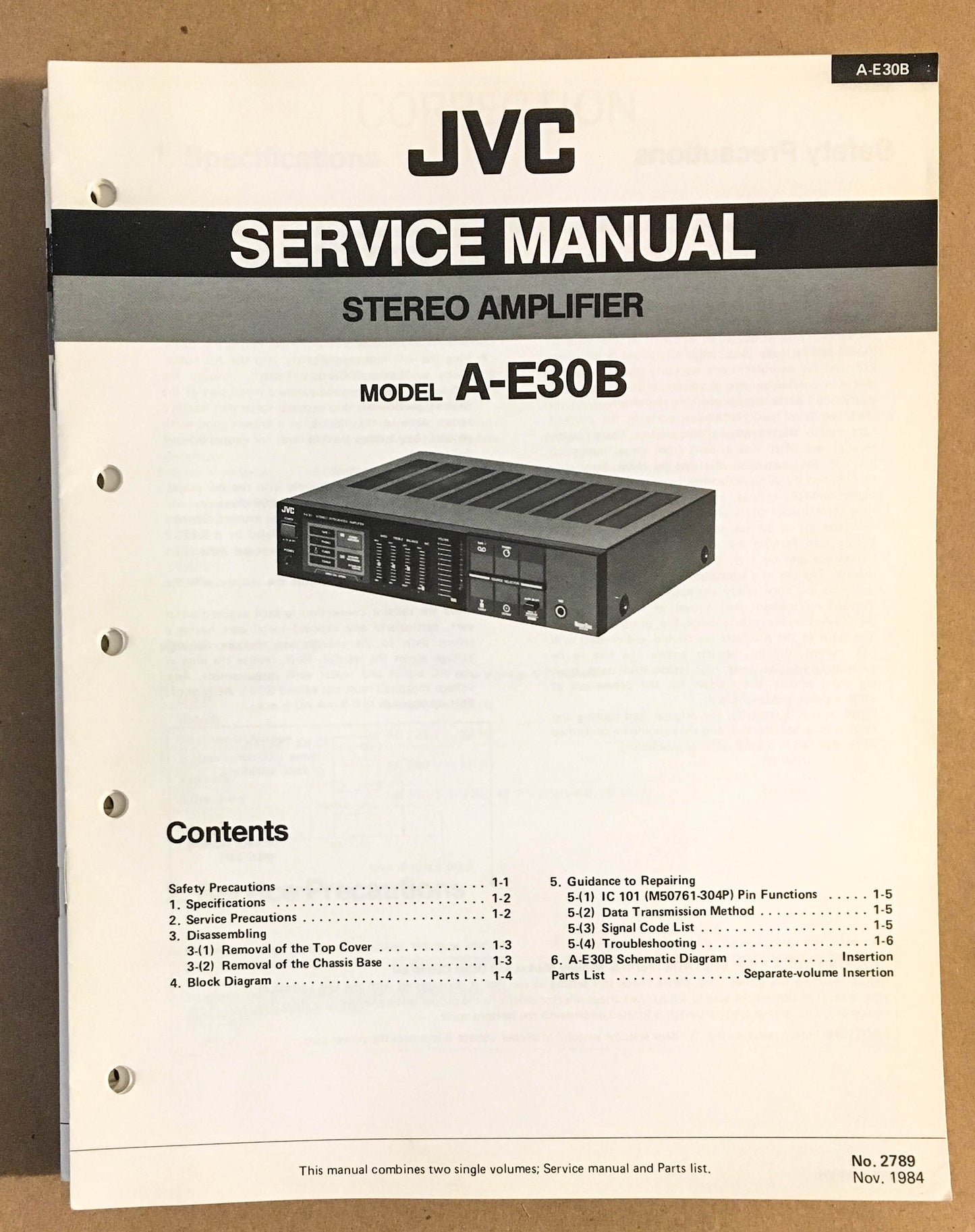 JVC A-E30B Amplifier  Service Manual *Original*