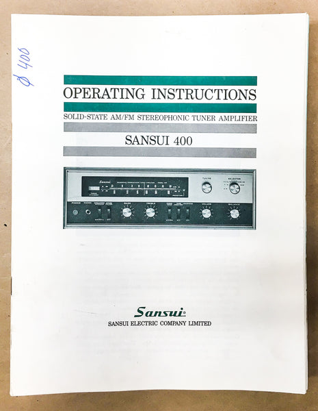 Sansui Model 400 Receiver Owners / Operating Manual *Original*