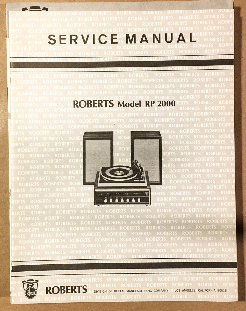 Roberts RP 2000 Stereo Service Manual *Original* – Vintage Audio Store ...