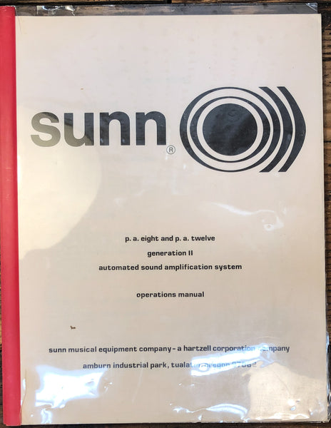 Sunn PA EIGHT TWELVE GEN 2 Amplifier  Owner / User Manual *Original*