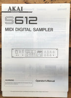 Akai S-612 S612 Sampler  Owner / User Manual *Original*