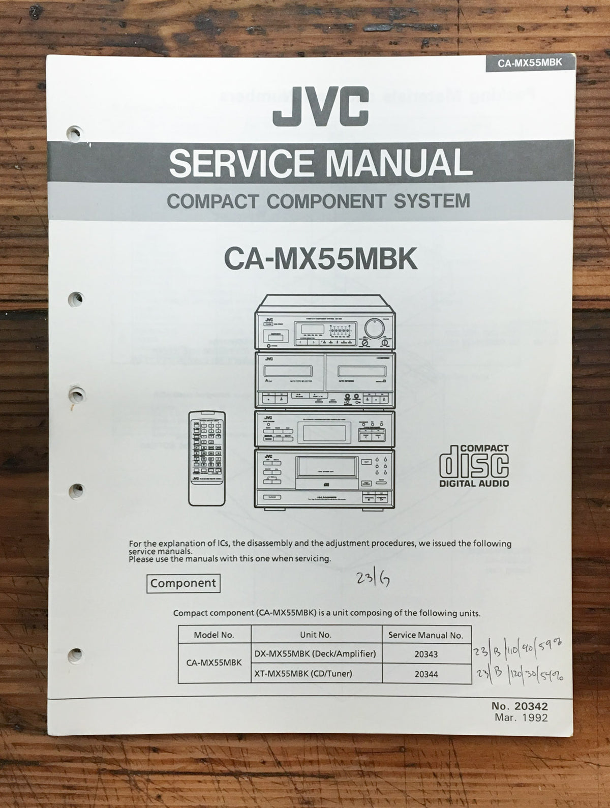 JVC CA-MX55 Stereo  Service Manual *Original*
