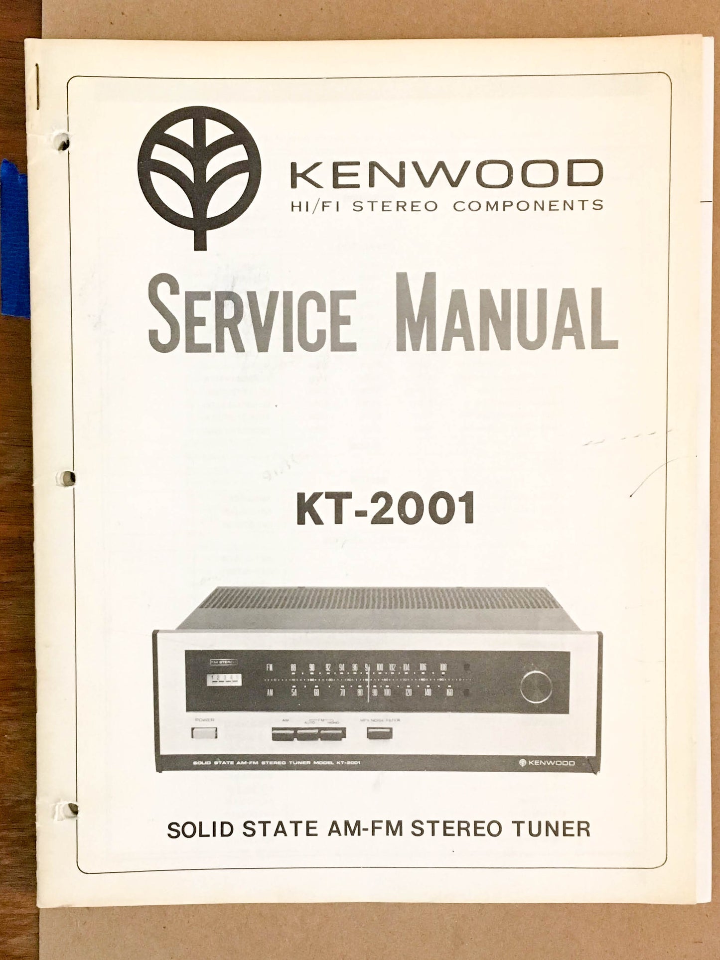 Kenwood KT-2001 Tuner  Service Manual *Original*