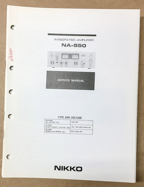 Nikko NA-550 Amplifier Service Manual *Original*