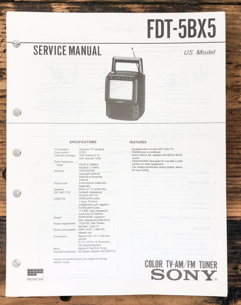 Sony FDT-5BX5 TV Tuner  Service Manual *Original*