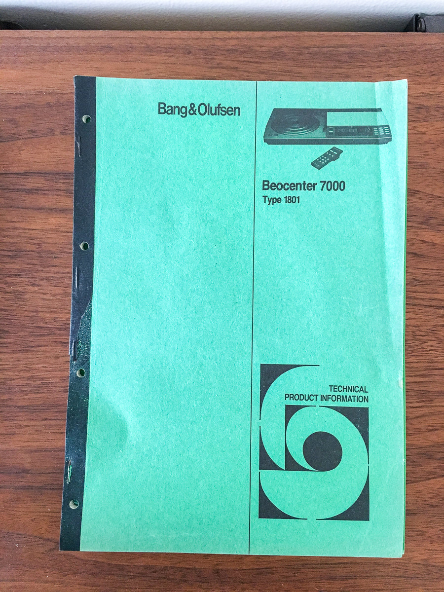 B&O Bang Olufsen Beocenter 7000 Stereo Service Manual *Original* #2