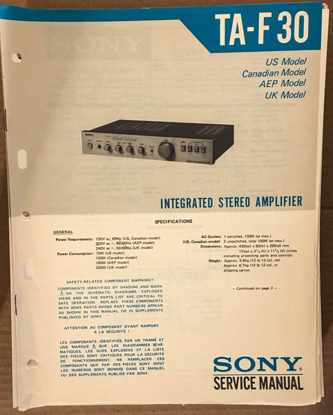 Sony TA-F30 Stereo Amplifier Service Manual *Original*