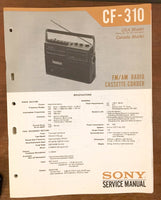 Sony CF-310 RADIO CASSETTE  Service Manual *Original* #1