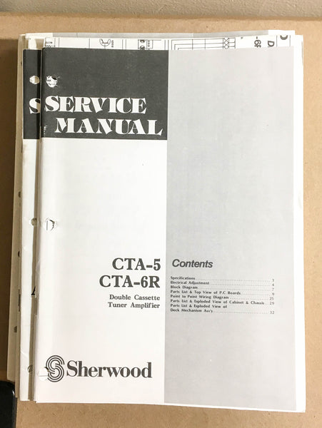 Sherwood CTA-5 CTA-6R Cassette Deck  Service Manual *Original*