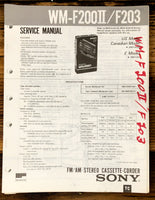 Sony WM-F200 II WM-F203 Radio Cassette  Service Manual *Original*