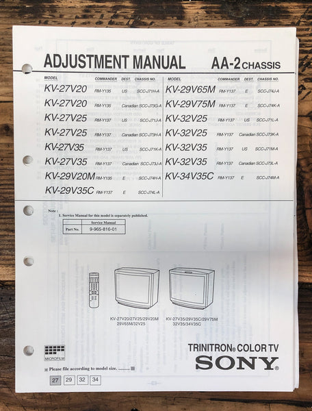 Sony KV-27V20 -29V20 -29V35C -32V35 TV  Adjustment Manual *Original*