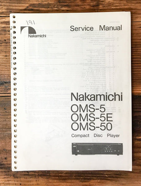 Nakamichi OMS-5 OMS-5E OMS-50 CD Player Service Manual *Original*