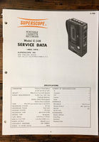 Superscope C-106 Cassette Service Manual *Original*