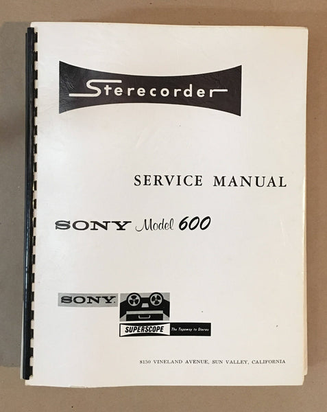 Sony TC-600 Tape Recorder Service Manual *Original* #3