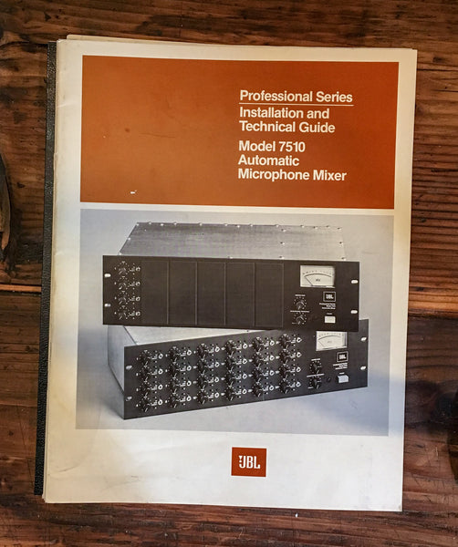 JBL Model 7510 Mic. Mixer Service Manual *Original*