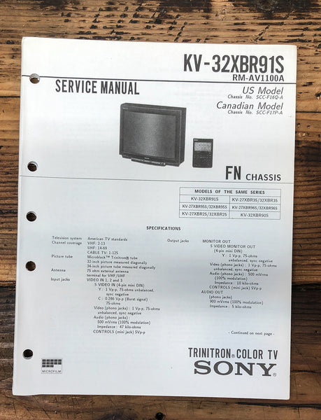 Sony KV-32XBR91S TV  Service Manual *Original*