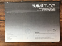 Yamaha T-33 Tuner Owner / User Manual *Original*