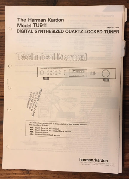 Harman Kardon HK TU911 TU-911 Tuner Service Manual *Original* #1