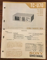 Sony TC-U70 CASSETTE Service Manual *Original*