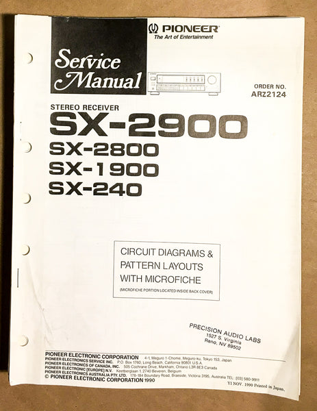 Pioneer SX-2900 SX-2800 SX-1900 SX-240 Receiver Service Manual *Original*