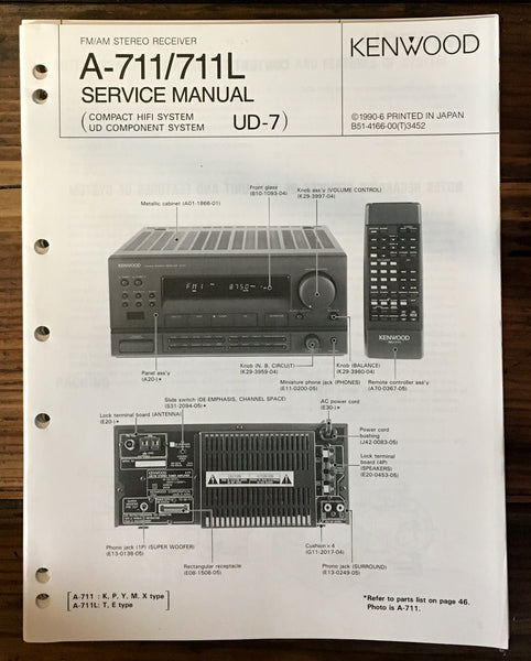 Kenwood A-711 A-711L Receiver Service Manual *Original*