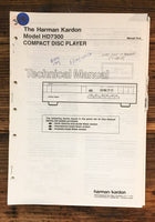 Harman Kardon 7300 HD-7300 CD Player  Service Manual *Original*
