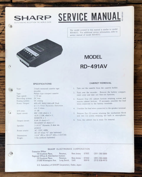 Sharp RD-491AV Cassette Service Manual *Original*