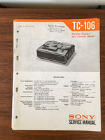 Sony TC-106 Tape Recorder Service Manual *Original*