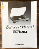 Pioneer PL-540 Record Player / Turntable Service Manual *Original*