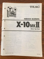 Teac X-10 MK II / 2 Reel to Reel Tape Service Manual *Original*