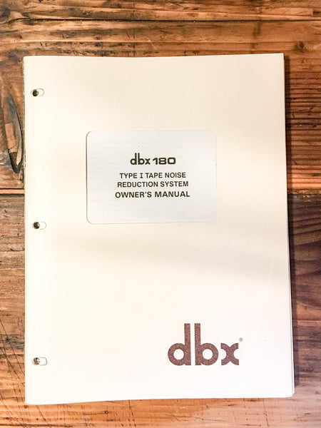 DBX Model 180 Noise Reduction Owner / Technical Manual *Original*