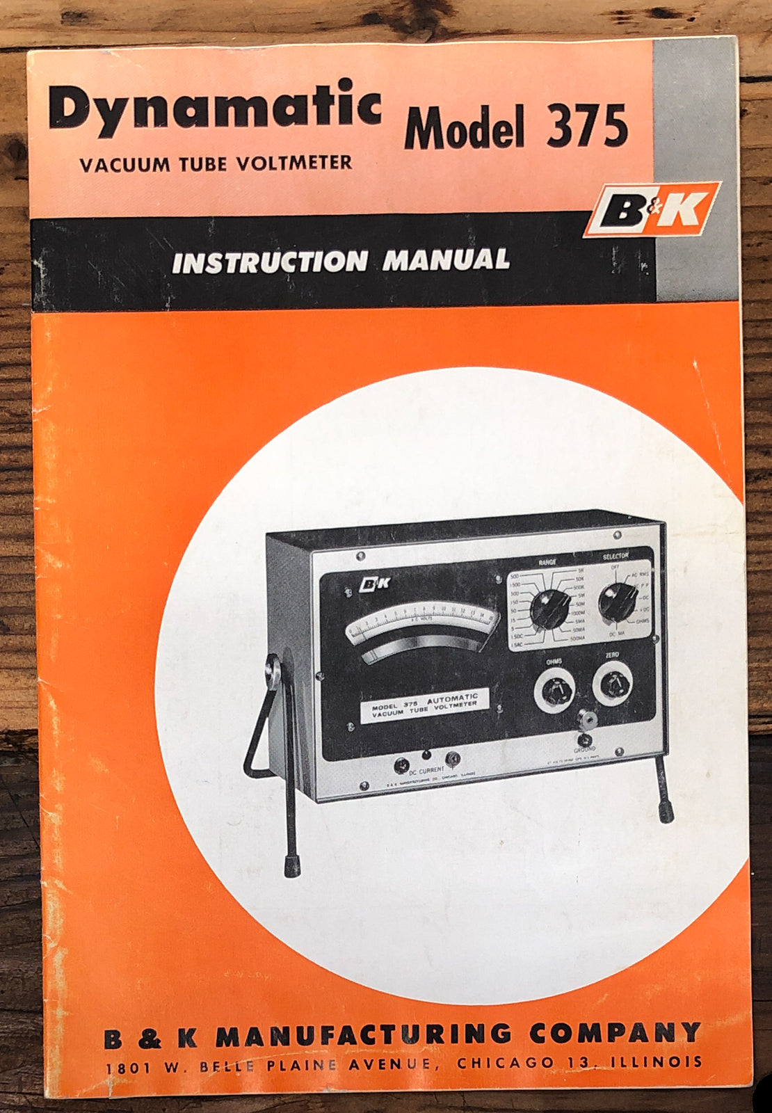 B & K Model 375 Voltmeter  Owner / User Manual *Original*