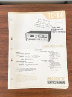 Sony TC-K4 Cassette Service Manual *Original*