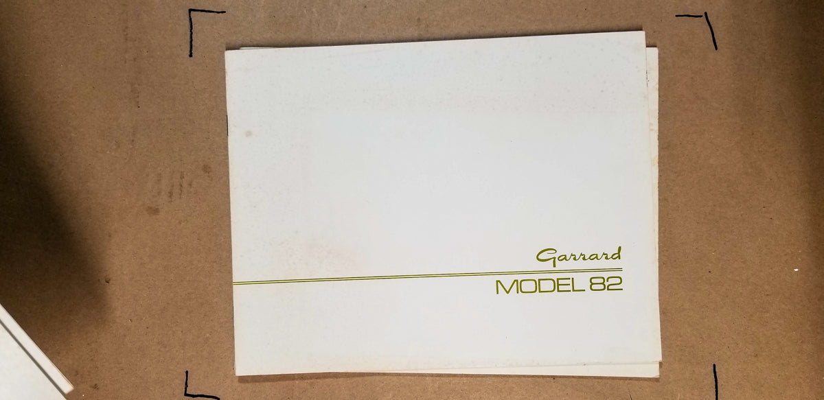 Garrard Model 82 Turntable Owners Manual *Original*  #3