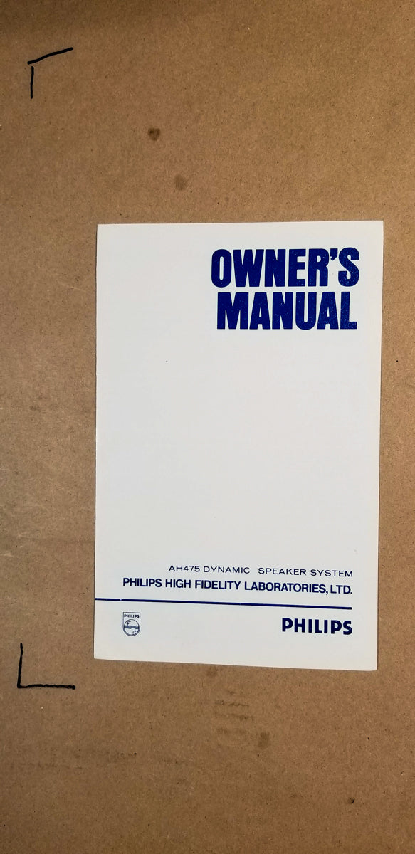 Philips AH475 Speaker Owners Manual *Original*