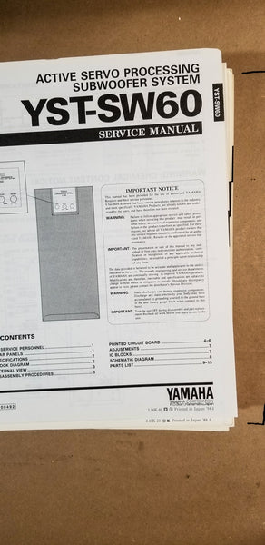 Yamaha YST-SW60 Subwoofer Service Manual *Original*