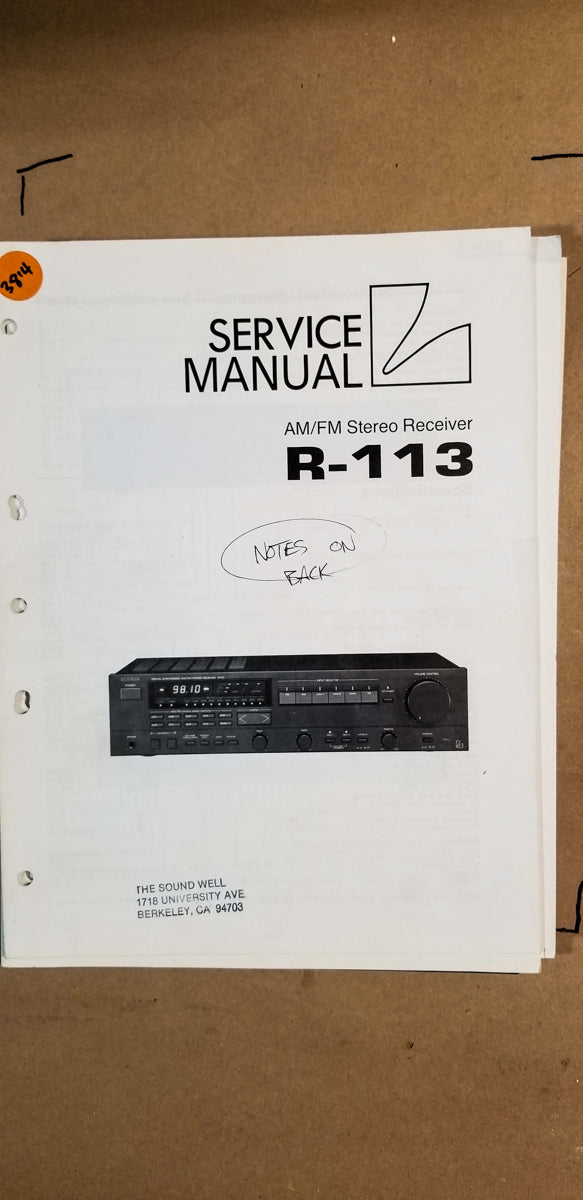 Luxman R-113 Receiver Service Manual *Original*