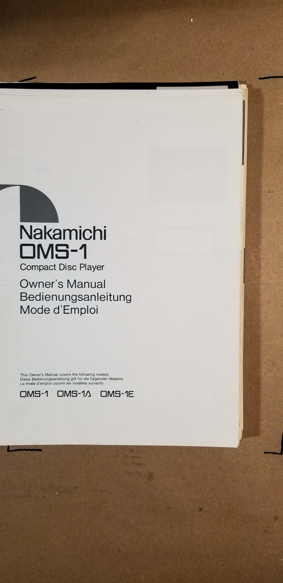 Nakamichi OMS-1 CD Player Owners Manual *Original*