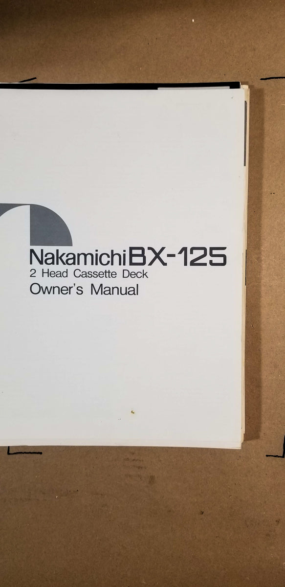 Nakamichi BX-125 Cassette Owners Manual *Original*