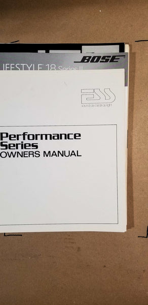 ESS Performance Series Speaker Owners Manual *Original*
