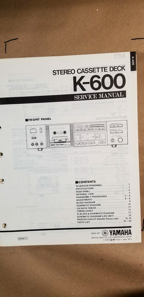 Yamaha K-600 Cassette Deck Service Manual *Original*