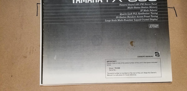 Yamaha TX-530 Tuner Owners Manual *Original*
