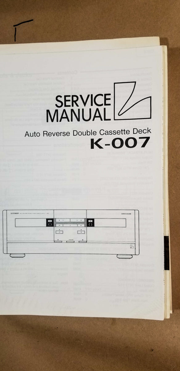 Luxman K-007 Cassette Service Manual *Original*
