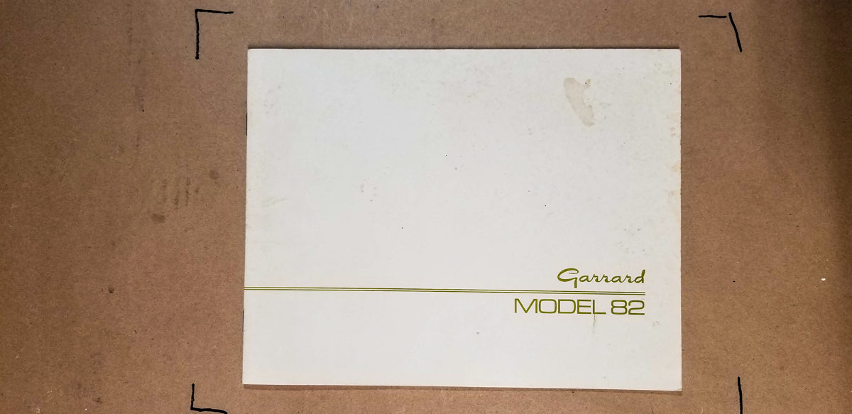 Garrard Model 82 Turntable Owners Manual *Original*  #2